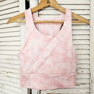 ALLFENIX Pink And White Tie Dye Longline Sports Bra Large